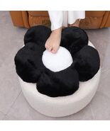 Flower Pouf Ottoman Full Foam 18x15 Inch Ivory Black Floor Pouf - $121.10 MXN