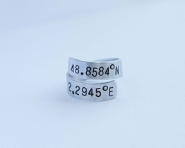 Coordinates ring, memory twist ring, long distance gift, anniversary gift, lover - £19.98 GBP