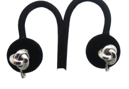 Monet Clip On Earrings Luxury Silver Tone Designer Small Knot Swirl Smoo... - $15.83