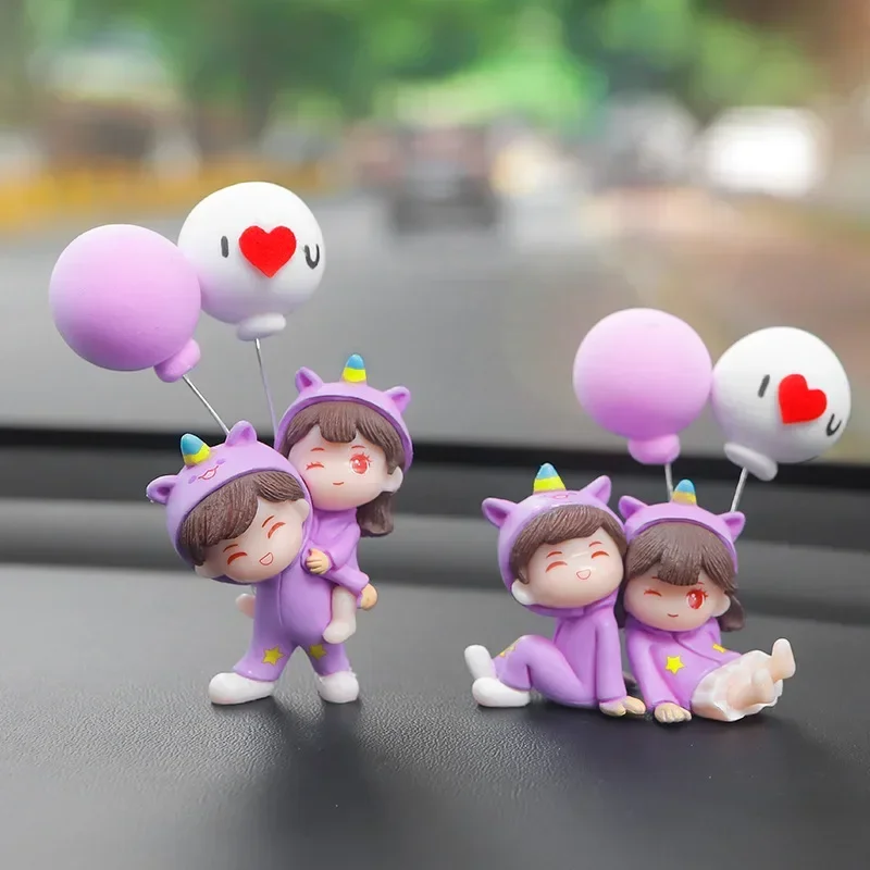 Cute Car Decoration Ornaments Creative Cartoon Purple Unicorn Pajamas Couple - £8.74 GBP+