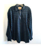 Vintage 1990&#39;s LEVI&#39;S Quarter Zip Plaid Flannel Shacket Shirt Size XL Gr... - £34.03 GBP