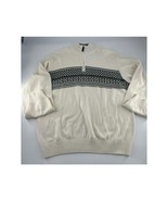 Oscar De La Renta Sweater Mens Extra Large Cream Black ¼ Zip Pullover No... - €15,77 EUR
