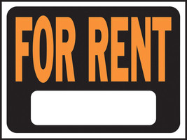 FOR RENT 8&quot; x 12&quot; plastic SIGN indoor outdoor Rental house Apartment HY-KO 3005 - £13.15 GBP