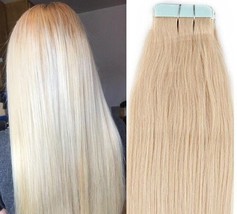 18",20" 100gr,40pc,Human Tape In Hair Extensions #60 White Blonde(NOT VERY PALE) - $108.89+