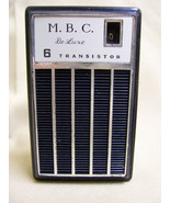 Vintage MBC DeLuxe 6 Transistor AM Radio Black/Silver Vertical Bars w/Ca... - €42,68 EUR