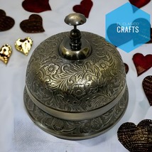 Handmade Brass Vintage Ornate Nickel finish Hotel Front Desk Bell Antique Sale S - £30.76 GBP