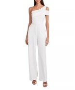 MUX7D41 BCBG Talla One Shoulder Jumpsuit SZ XXS Ivory - $136.62