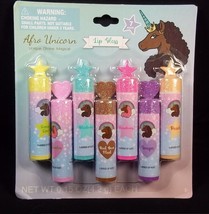 Afro Unicorn glitter Lip Gloss 7 flavor pack NEW on card - $13.95