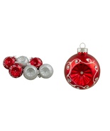 3.25&quot; (82mm) 6ct Red and Silver Retro Reflector Matte Glass Christmas Ba... - $58.99