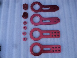 Red Anodized Aluminum Cnc Billet Jdm Tow Towing Hooks (2-SETS) 426 Hemi,Chevy - £35.20 GBP