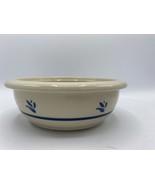 FPT3 Roseville Ohio Pottery Beige Blue Flowers Friendship Soup/Cereal Bowl  - £10.10 GBP