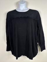 NWT Jennifer Lopez Womens Plus Size 3X Black Knit Lace Trim Top Long Sleeve - £22.11 GBP