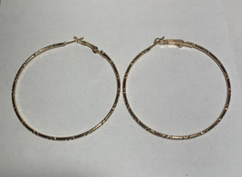 Pair of Earring Fashion Jewelry Gold Round Loop Hoop - 2 1/4 Inch - £3.12 GBP
