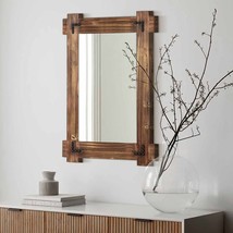 Memorecool Rustic Wooden Framed Wall Mirror For Bathroom,, 40X28 Inches - £128.83 GBP