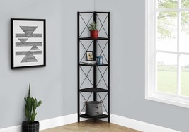 Black Modern 4-Tier Corner Bookshelf - 60&quot;h Office &amp; Bedroom Etagere - $2,664.57 MXN
