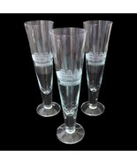 Etched Clipper Ship Pilsner Glasses Crystal Set Of 3 Hand Cut Nautical T... - £50.38 GBP