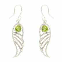 Foglia Argento Peridoto Orecchini 5 MM Rotondo Pendente Agosto Pietra Zodiacale - £43.37 GBP