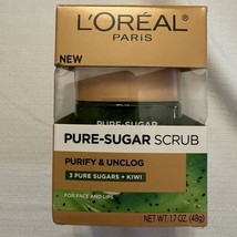 L&#39;Oreal Paris Pure Sugar Scrub Purify &amp; Unclog 3 Pure Sugars + Kiwi 1.7 ... - $5.76