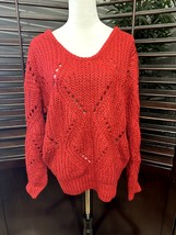 Frnch Women&#39;s Red Loose Knit Sweater Slouchy Long Sleeve M/L NWOT - £18.37 GBP