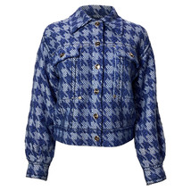 Sandor Balthazar Houndstooth Jacket In Cotton Women Blue Xs - £126.05 GBP