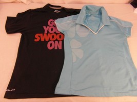 Women&#39;s Medium 2 shirt Bundle Adidas Blue &amp; Nike Black Dri-fit 100025 - $13.03