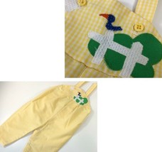 Heir Craft Frietag Baby Girls Overall Yellow Gingham Patchwork Vintage 12 Mos - £22.94 GBP