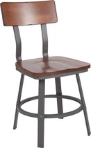 Flash Furniture Flint Series Rustic Walnut Restaurant Chair with Wood Seat &amp; - £109.13 GBP