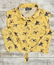 Vintage Roughrider Circle T Crop Top Yellow Native American Horse Print ... - £31.59 GBP