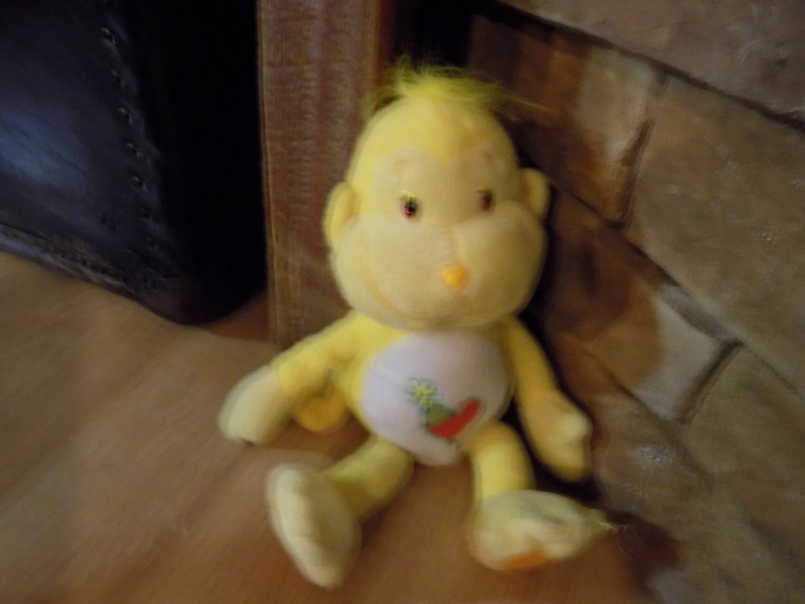 12" Care Bear Cousin Playful Heart Monkey Plush Yellow Heart Tummy Party Hat  - $16.00