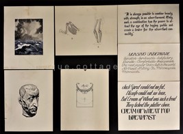 Lot 1936 Antique 7p Orig Art Henze Phila Pa Pen Ink Sketch Typography Watercolor - £98.88 GBP