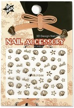 Nail Art 3D Decal Stickers Gold Shells Stars HBJY044 - $55.85 MXN