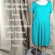RN Studio By  Ronni Nicole Green Detail Spandex Blend Dress Size 2X - £14.92 GBP