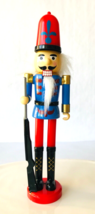 Nutcracker Soldier w/ Gun Plastic Christmas Decor Greenbrier Blue Red Black 9&quot; - £13.09 GBP