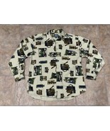 Vintage Woolrich Fly Fishing Shirt Fish Flies Motif LS Heavy Cotton Larg... - $24.74