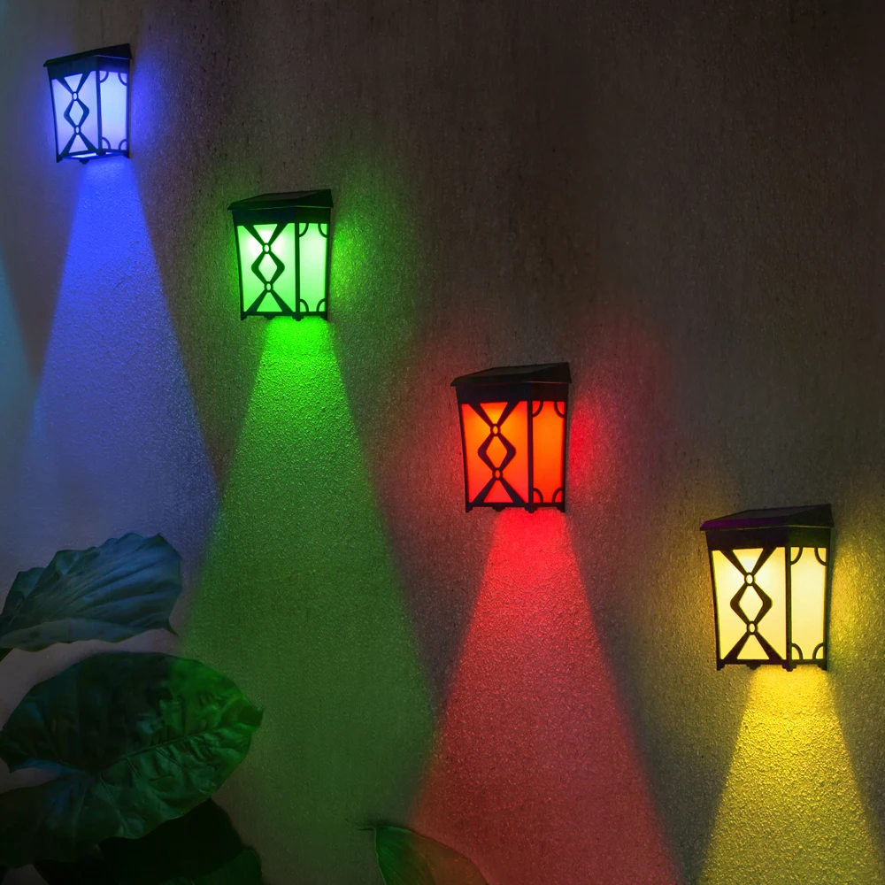 2PCS Vintage Wall Sconce Garden Lights Solar LED Light Outdoor RGB Color Floor L - £106.63 GBP