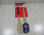 Peanuts heat resistant silicone spatula Lucy wooden spoon set new blue - £10.16 GBP