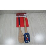 Peanuts heat resistant silicone spatula Lucy wooden spoon set new blue - $13.50