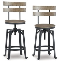 Lesterton - Light Brown / Black - Swivel Barstool (Set of 2) - $170.00