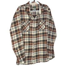 Eddie Bauer Men&#39;s XL Plaid Flannel Shirt Beige/Brown with Button Closure Chest P - $19.89