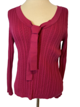 Liz Claiborne Dark Pink V Neck 3/4 Sleeve Ribbed Knit Sweater Size M - $8.54