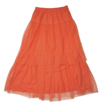 NWT by Anthropologie Evelyn in Orange Layered Tulle Midi Skirt M - $118.80