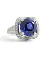 Authenticity Guarantee 
Round Blue Tanzanite Diamond Halo Gemstone Ring ... - £4,778.01 GBP