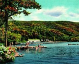 Inkowa and Chapel Island Greenwood Lake New York NY Linen Postcard - £10.16 GBP