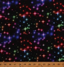 Cotton Christmas Stars Lights Holiday Multicolor Fabric Print by Yard D407.34 - £10.23 GBP