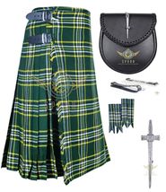 8 yard kilts - Scottish Traditional ST Patrick Tartan kilt &amp; Accessories - £67.80 GBP