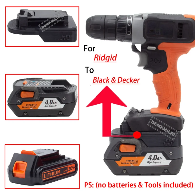 Adapter For Riid 18V 20V Li-Ion Battery Convert To Black &amp; Decker 20V Cordless P - £69.67 GBP