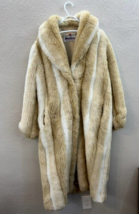 Womens Monterey Fashions Faux Fur Coat Size 16 Cream Full Length Vintage  - £184.14 GBP