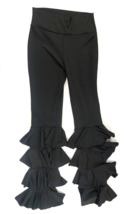 Latin Dance Pants Black  Tiered Legs Training Performance Womens Large - £30.71 GBP