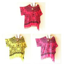 KG114 Floral Batik V Neck Plus Kimono Poncho Hippy Women Blouse Top up t... - $24.90