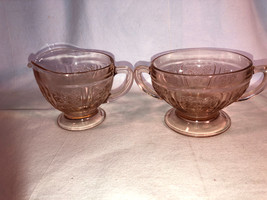 Pink Sharon Creamer And Sugar Depression Glass Mint - £15.94 GBP